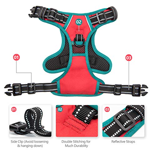 Reflective Dog Harness Large Breed Adjustable No Pull Vest (Red / Large)