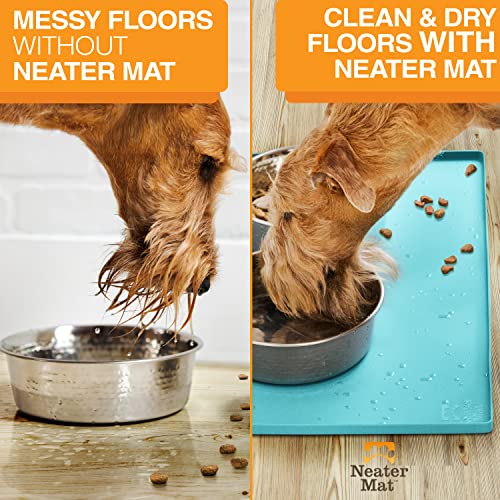 Neater Mat Pet Mats for Food and Water (19"L x 12"W / Aquamarine)