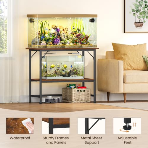 40 Gallon Fish Tank Stand (Rustic Brown / 40 Gal-2 Tier)