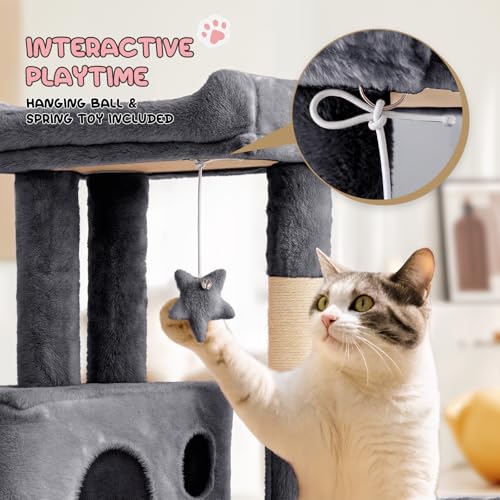 36 Inch Cat Tree with Condo (Smoky Grey / 36 Inch with Condo)