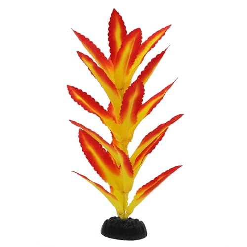 Silk Aquarium Plants for Betta Fish Tank (Yellow-red / 8 Inch)