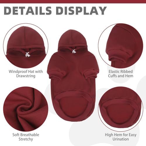 Dog Hoodie for Large Medium Small Dogs (Deep Red / Small/Medium)