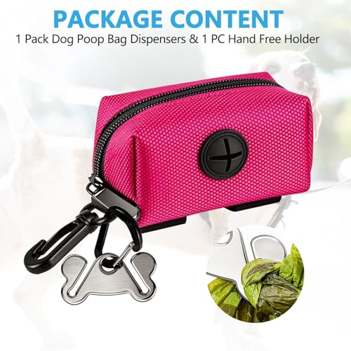 Dog Poop Bag Dispenser Holder Soft Waste Bags Roll Holders Leash Clip Pink (1 Count (Pack of 1) / 1PC Pink)