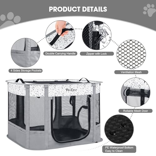 Portable Cat Playpen with Litter Box (Light gray)