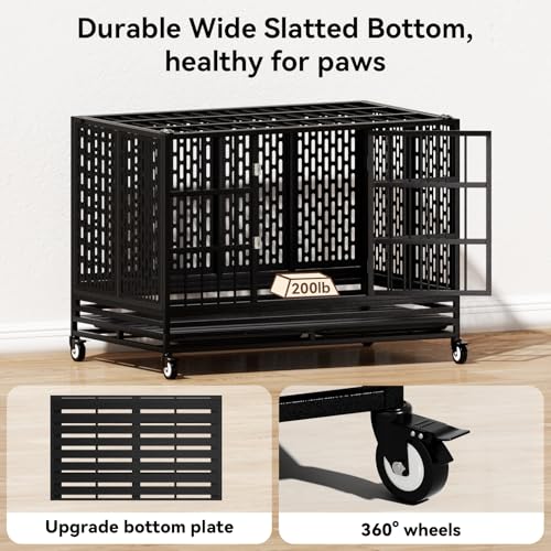 48 Inch Heavy Duty Dog Crate with Wheels (47.2"L x 28.9"W x 29.9"H)