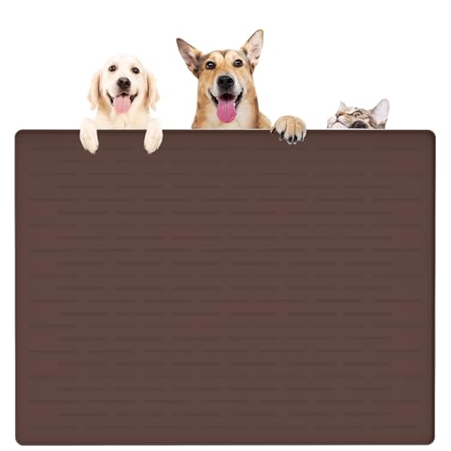 39.4"x29.5" Largest Pet Food Mat (Dark Brown / 39.4"L x 29.5"W)