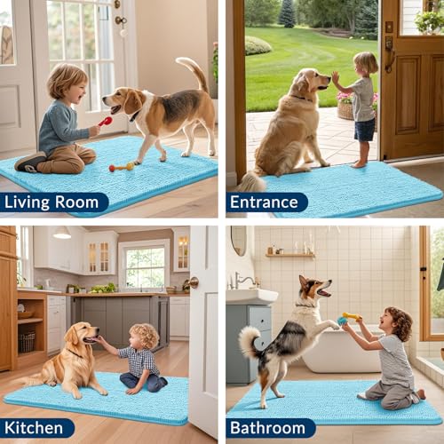 Dog Door Mat for Muddy Paws 59x32 (Sky Blue / 59"X32")