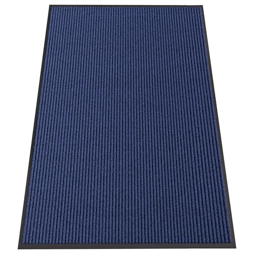 Front Door Mat Outside Entrance (Blue Striped / 4' x 8' (Rectangular))