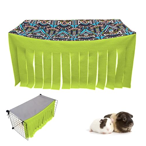 Guinea Pig Hideout Hideaway Corner Fleece Toys Cage Accessories (Green Rectrangle)