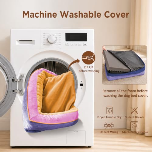 Orthopedic Dog Bed for Extra Large Dogs with Bolster (45.0"L x 35.0"W x 8.5"Th / Orange Breeze)