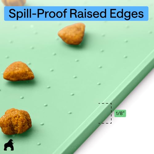 Dog Food Mat 100% Waterproof Silicone (Mint / 26"l X 17"w)
