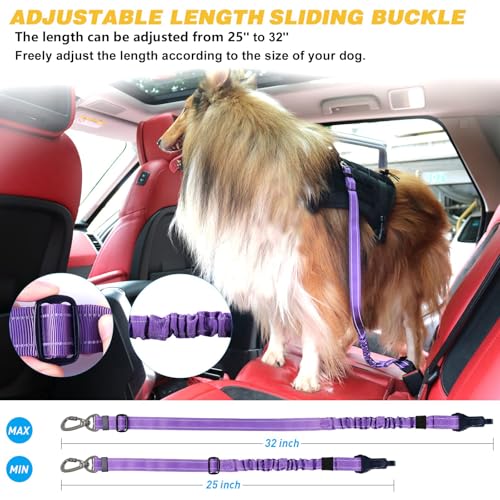 Dog Seat Belt for Car (Set Black+Purple)