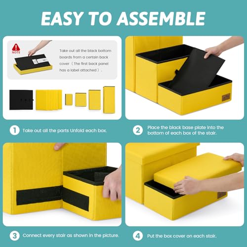 Dog Stairs with Storage (Yellow / 38.1"L x 17"W x 22"H)