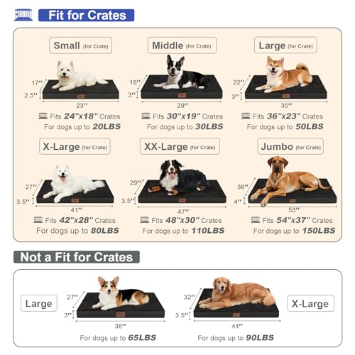 Waterproof Orthopedic Outdoor Dog Bed XL for Extra Large Dogs (Pure Black / 44.0"L x 32.0"W x 3.5"Th)