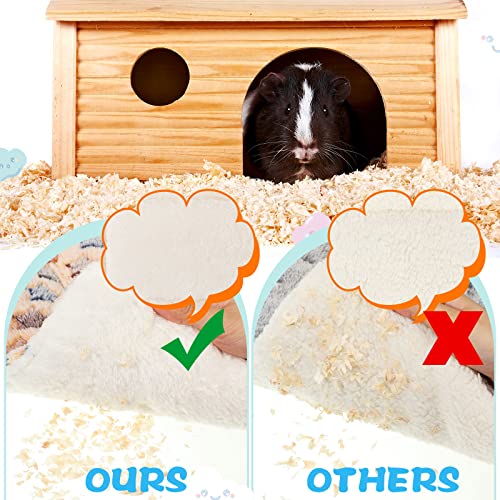 6 Pieces Guinea Pig Bed Mats with Cleaning Dustpan Brush Washable Plush Cage Lines Soft Fleece Sleeping Bedding Pads for Hamster Bunny Chinchilla Squirrel Small Animals (Cute Color)