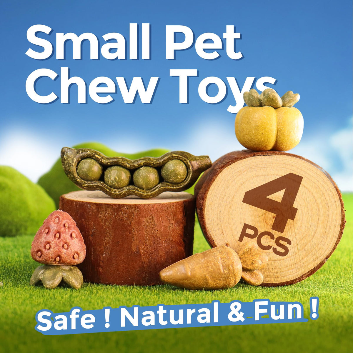 4PCS Guinea Pig Toys (4PCS-Fruit & Vegetable)