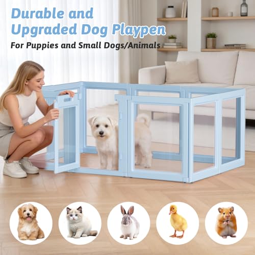 Acrylic Dog Playpen Indoor (Sky Blue / 23.6"H)
