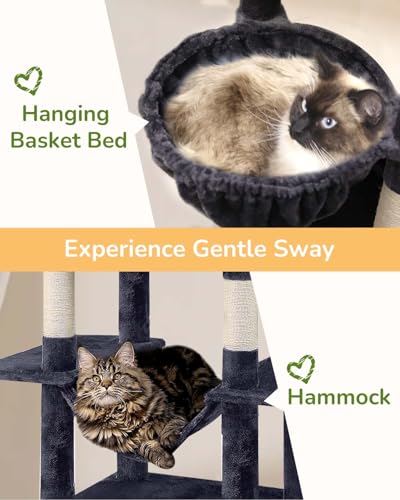 80in Cat Tree Tower for Indoor Cats Large Adult (Dark Grey)