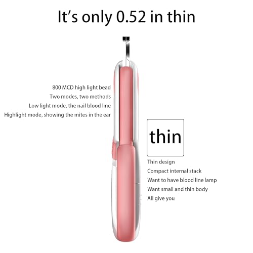 Pet Nail Clippers with LED Light for Cats Small Dogs Rabbits Birds (Pink)