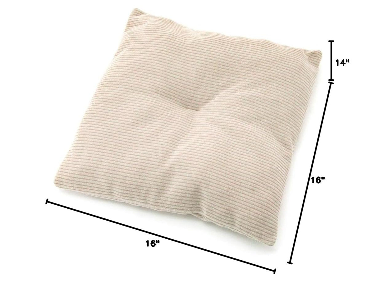 Cat Bed for Indoor Cat (Beige Corduroy / 16" x 16" x H:14")