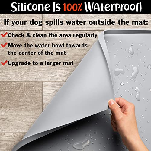 Dog Food Mat Waterproof Dog Bowl Mat for Food and Water (18.9"L x 11.8"W / Mist)