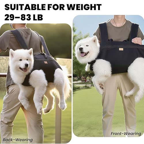Dog Lift Harness Backpack Carrier for Large Dogs (Black XX-Large 50-66 LBS)