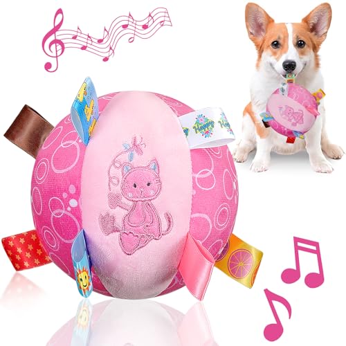 Dog Squeaky Plush Toy with Straps (Pink)