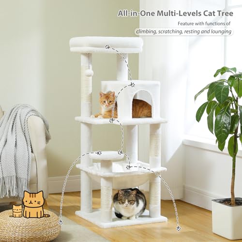 32" Small Cat Tree for Kittens & Small Cats (White / 46 Inches)
