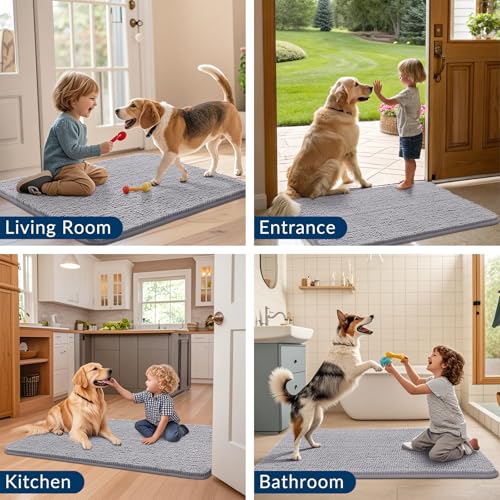 Dog Door Mat for Muddy Paws 70x24 (Light Grey / 70"X24")