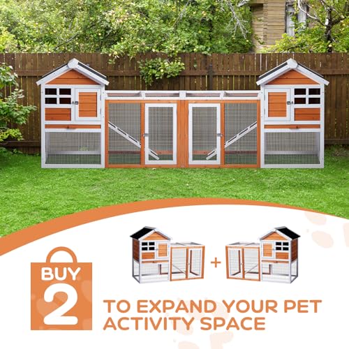 Rabbit Hutch Small Wood Chicken Coop (Orange)