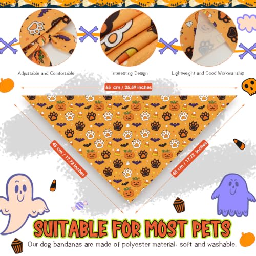 200 Pcs Halloween Dog Bandanas Bulk Cute Dog Paw Prints Pattern (Black, Orange, Purple,Green / Halloween Paw Prints)