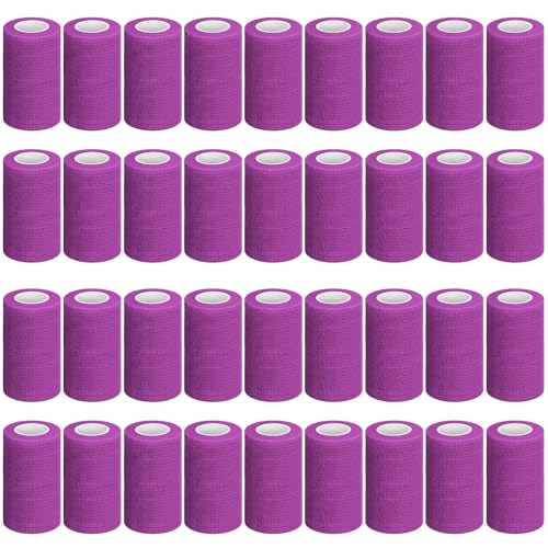 36 Pcs Self Adherent Bandage 4" X 5 Yard Wrap Breathable (Purple / 4" X 5 Yard)
