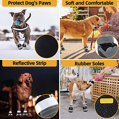 Dog Boots for Large Dogs (Light Black / Width 1.96 Inch)