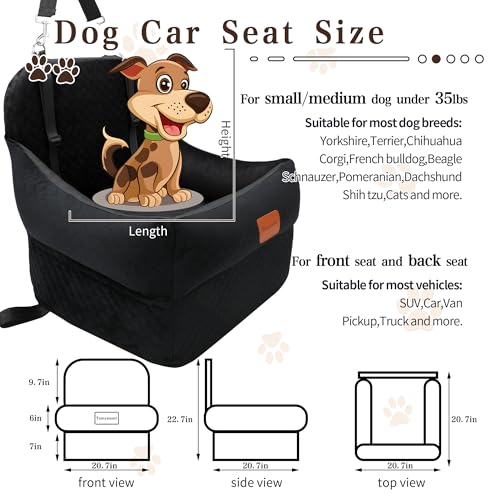 Dog Car Seat Booster Car Seats with 7''Interior Height (black)