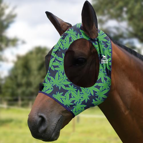 Super Comfort Stretchy Fly Mask Large Eye Space with UV Protection Soft on Skin with Breathability Live Leaf S (S / Live Leaf)