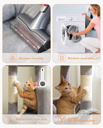 32" Small Cat Tree for Kittens & Small Cats (Grey / 46 Inches)