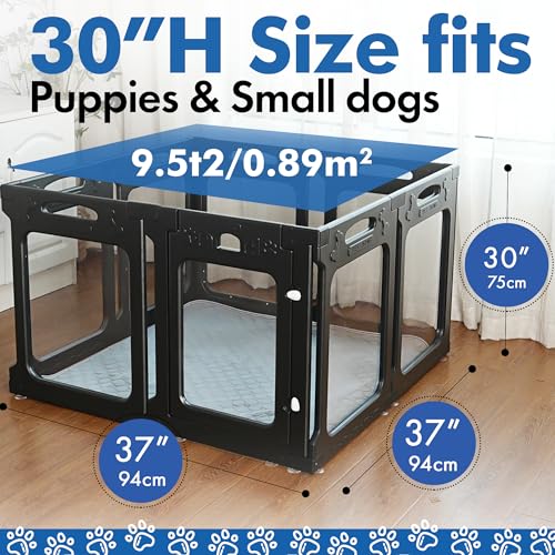 Clear Acrylic Dog Playpen Indoor (Black / 30" Height)