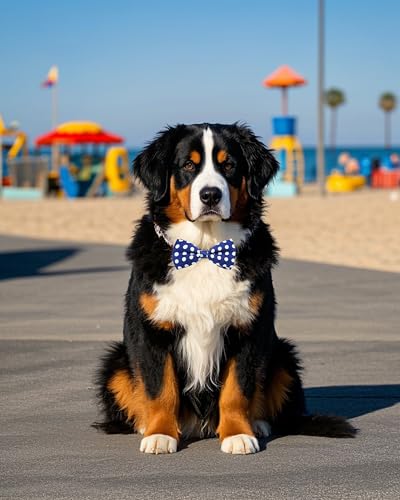 10 Pack Dot Dog Bowties for Large Dogs Slide on Collar (M/L)