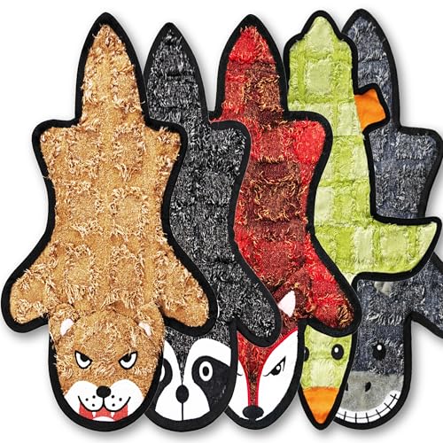 5 Pack Ultra Tough No Stuffing Squeaky Dog Toys for Large Dogs No Mess Interactive Durable Plush Chew Toy Indestructible Dog 6 Layers (5 Pack Ultra Tough Canvas Oxford / Large to X Large)