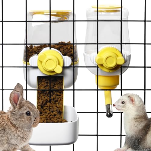 Automatic Rabbit Feeder and Waterer Set (Yellow)