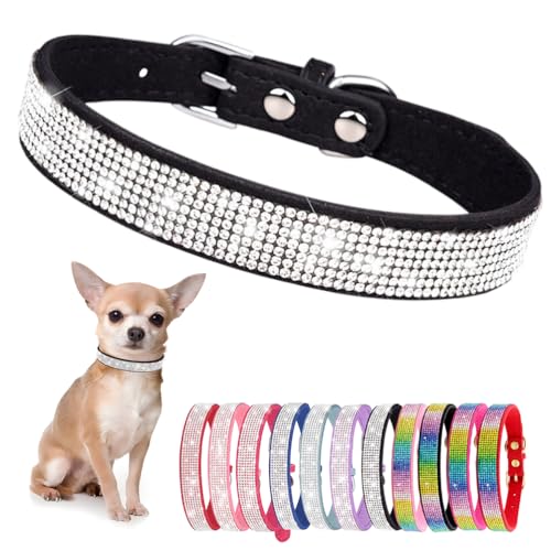 Diamond Dog Collars for Large Dogs Bling Rhinestone Puppy Collar Black L (1Black / L)