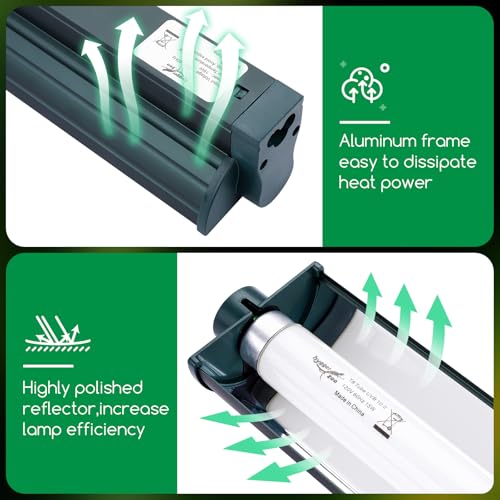 T8 Reptile Light Fixture Combo Kit 15W 18.3IN Green Fluorescent Tube 10.0 UVB Light Bulb for Bearded Dragon Lizards Tortoise 1 Count (15w-green / 15W 18.3IN Green)