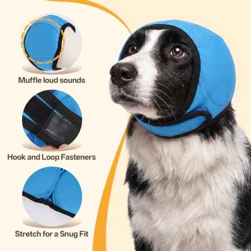 Dog Ear Wraps for Fireworks Storm Noise Blocking (LakeBlue / L)