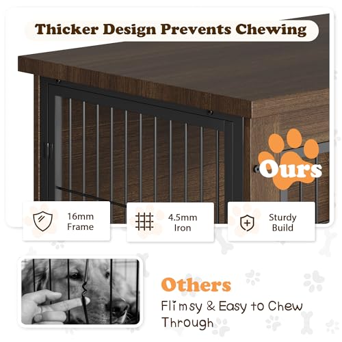 Wooden Dog Crate Furniture with Thick Cushion (L (38.7" x 25.7" x 26.9") / Brown)
