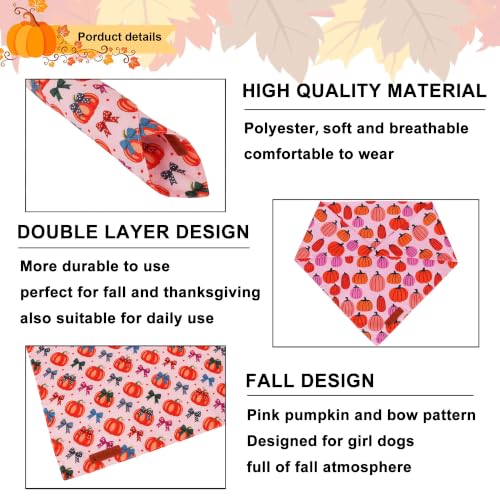Fall Dog Bandanas Girl (Small / Pink Pumpkin)