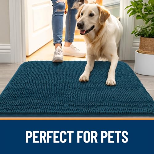 Dog Door Mat for Muddy Paws 47x17 (Atlantic Blue / 47" X 17")