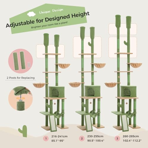 Adjustable Cactus Cat Tree 85 (Cactus / Dual Posts)