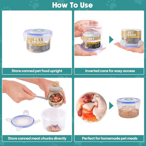 Canned Cat Food Storage Lids Reusable Airtight Can Cover (1 Jar（S）+1 Spoon)