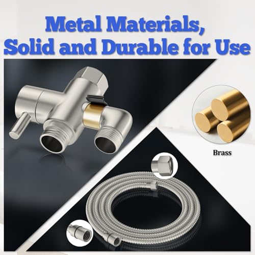 Dog Shower Attachment Metal (Shower Diverter with Elbow Outlet Design / Brushed Nickel)