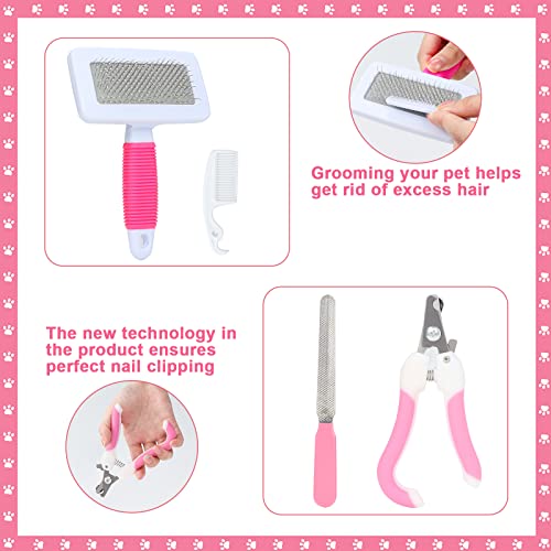 Pink Small Animal Grooming Kit with Nail Clipper (Pink)